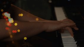 Animation of road at night over caucasian man playing keyboard in music band. music and digital interface concept digitally generated video. - Powered by Shutterstock - Get 15% off with code: PIKWIZARD15
