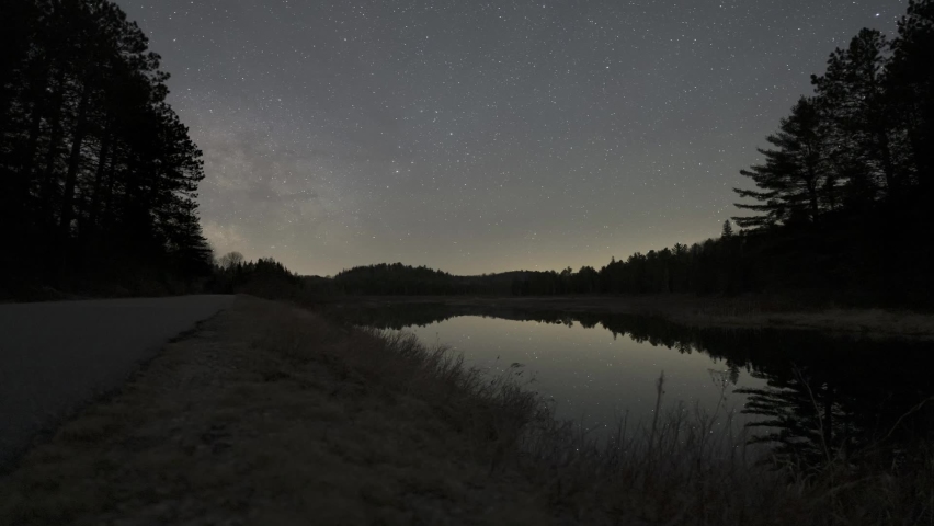 Time Lapse Of Milky Way Galaxy Rising In A Nature Landscape