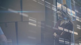 Animation of data processing over caucasian male courier and woman. business, technology and delivery services concept digitally generated video. - Powered by Shutterstock - Get 15% off with code: PIKWIZARD15