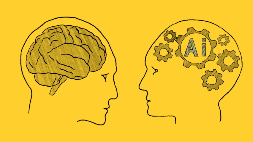 Humans vs Robots. Human intelligence vs artificial intelligence ...