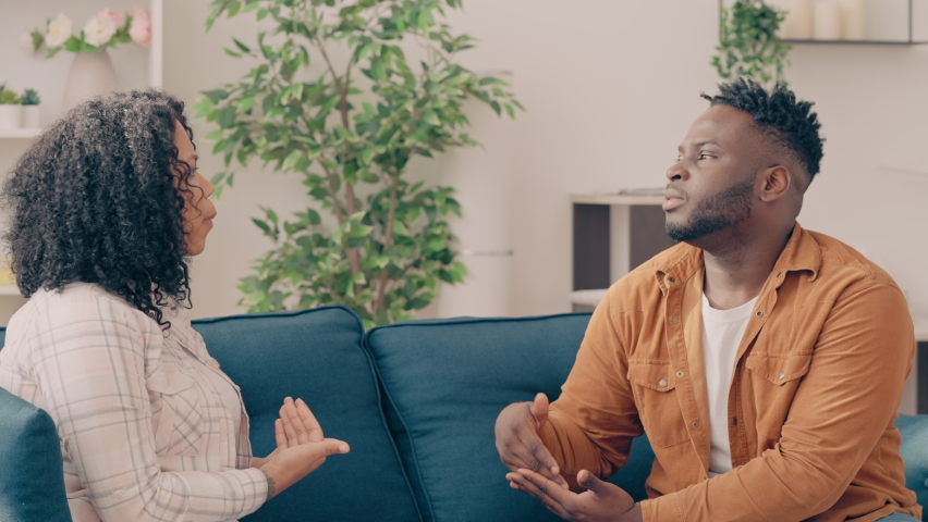 Stressed African American couple having argument at home, relationship crisis | Shutterstock HD Video #1090903763