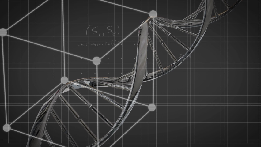 Animation of white shapes and dna strand over mathematical equations on black background. global education, science and digital interface concept digitally generated video. - Powered by Shutterstock - Get 15% off with code: PIKWIZARD15