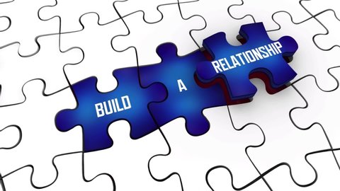 Build a Relationship Puzzle CRM Connections Network Business Sales 3d Animation