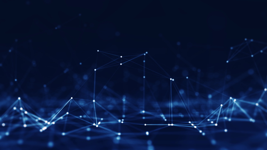 Abstract concepts of cybersecurity technology and digital data protection. Internet network connection with slow moving polygons with dark blue background. Big data. - Powered by Shutterstock - Get 15% off with code: PIKWIZARD15