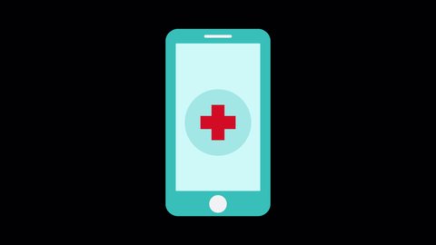 Animated telecare icon designed in flat icon style, medical equipment icons.