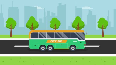 City Bus Animation Driving On Road Stock Footage Video (100% Royalty ...