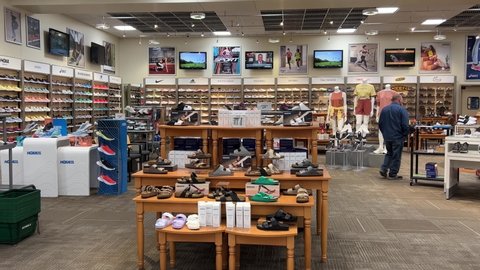 Springfield, IL USA - May 2, 2022: A display of Womens shoes for sale at the Scheels Sporting Goods store in Springfield, Illinois.