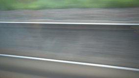 View on railroad track from the window of fast train. Journey and trip on train. - Powered by Shutterstock - Get 15% off with code: PIKWIZARD15
