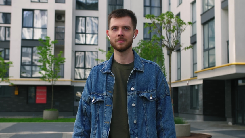 Portrait of Handsome Stylish Young Man Dancing in Casual Clothes, Having Fun outside