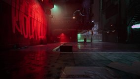 super cool super cool cyberpunk city alley with a dancing girl - Powered by Shutterstock - Get 15% off with code: PIKWIZARD15