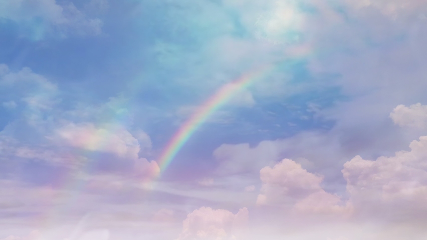 4k Time Lapse Rainbows and sky with beautiful clouds after rain in the rainy season. Rainbows and clouds after rain stops. Royalty-Free Stock Footage #1090979183