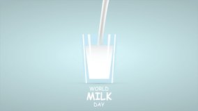 World milk day glass, art video illustration.