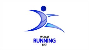 World running day logo, art video illustration.