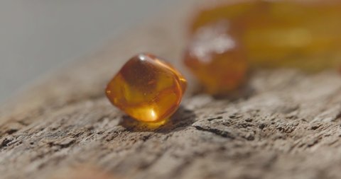 Natural amber Stone, focusing on an amber stone