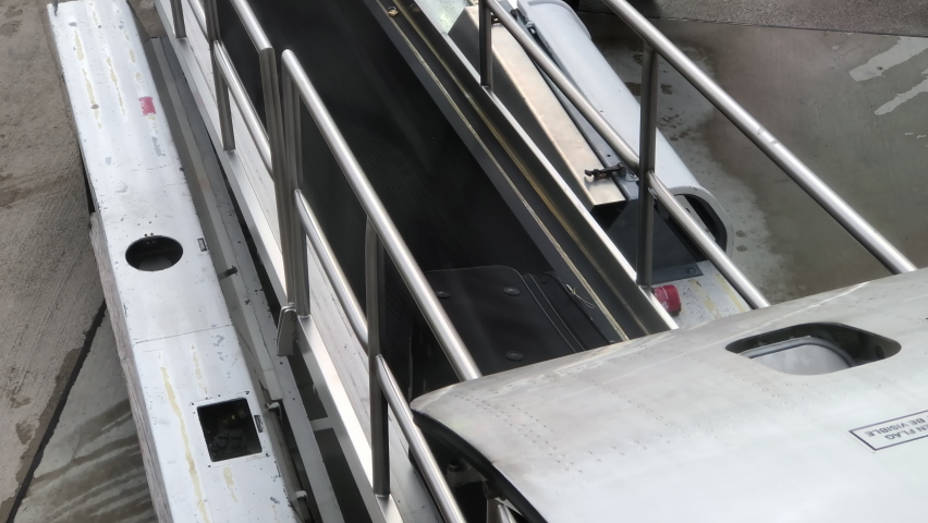 Baggage from airplane on the laguage belt  