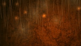 Golden glowing minimal lines on orange grunge abstract background. Seamless looping. Video animation Ultra HD 4K 3840x2160