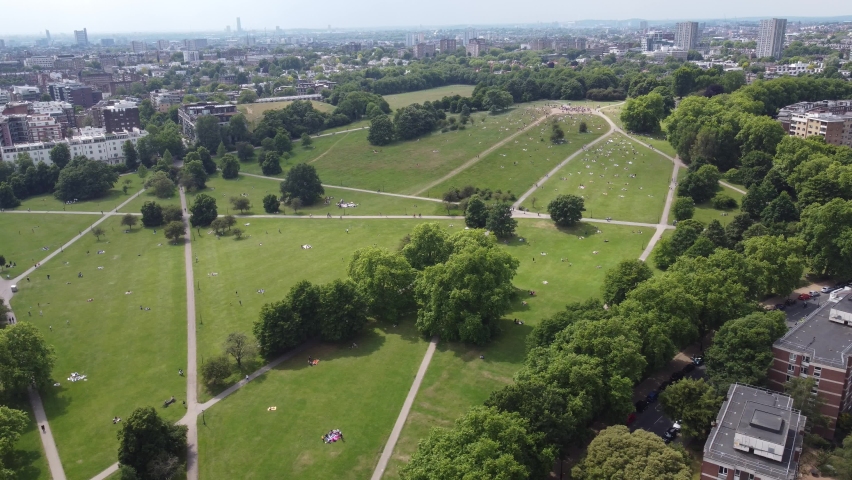 Primrose hill park in London UK , drone aerial view Royalty-Free Stock Footage #1091035235