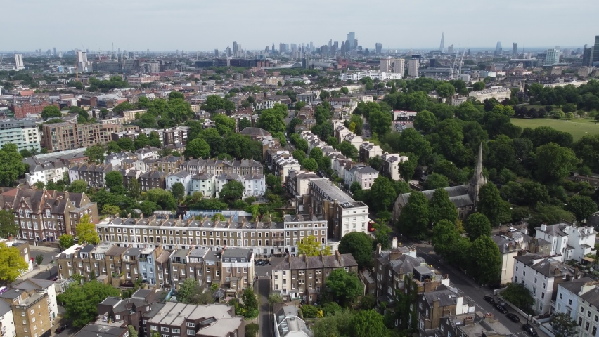 Terrace houses Primrose hill London , drone aerial view | Shutterstock HD Video #1091035265