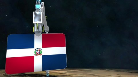 The Dominican Republic flag plate excavated from the planet.