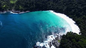 Professional video Aerial view Tropical sea aerial landscape ocean sea. Blue sea