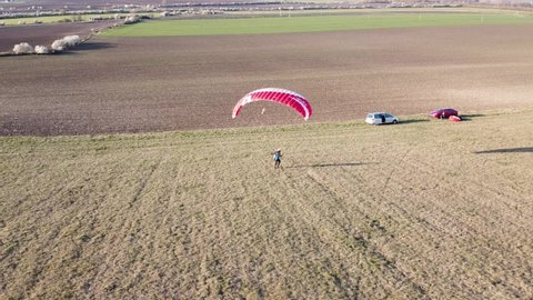 paragliding beauty of free flight, scenic panorama mountains and  paraglider wings	