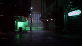 super cool super cool cyberpunk city alley with a dancing girl - Powered by Shutterstock - Get 15% off with code: PIKWIZARD15