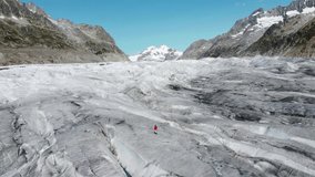 Aerial view of Great Aletsch Glacier, Alps, Switzerland. Drone footage 4K. - Powered by Shutterstock - Get 15% off with code: PIKWIZARD15