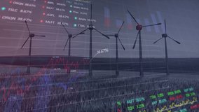Stock market data processing against windmills on grassland. Computer interface and renewable energy technology concept - Powered by Shutterstock - Get 15% off with code: PIKWIZARD15