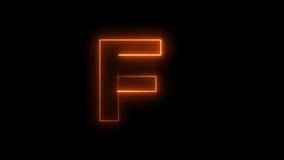 Neon animation seamless Letter F . 4K video background.