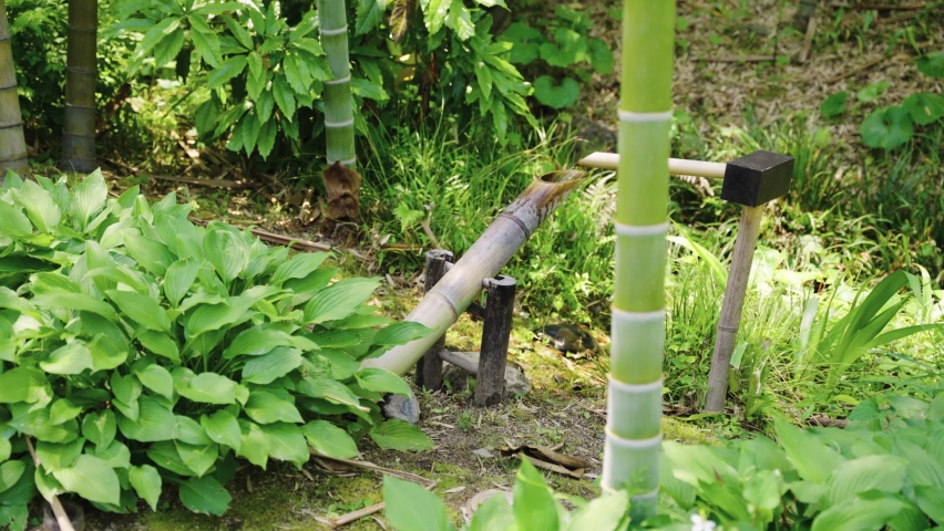 Shishi Odoshi Traditional Japanese Bamboo Water Fountain for Scaring Birds Away