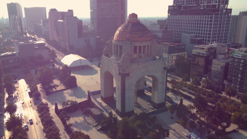 aerial view of park and center in downtown in Mexico City Royalty-Free Stock Footage #1091067047