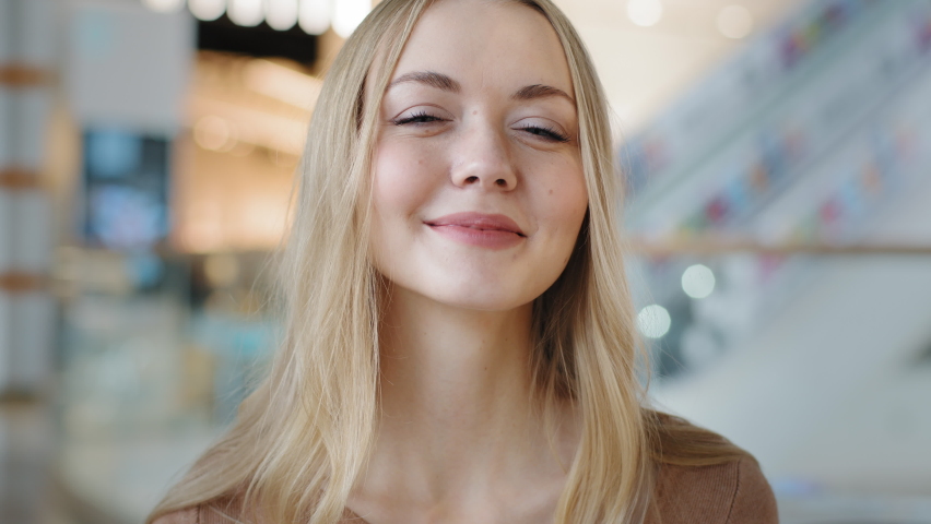 Female satisfied face caucasian carefree successful lady cheerful woman satisfied girl waving nod head yes answers positively consent support approval good attitude agree movement recommend gesture Royalty-Free Stock Footage #1091070341