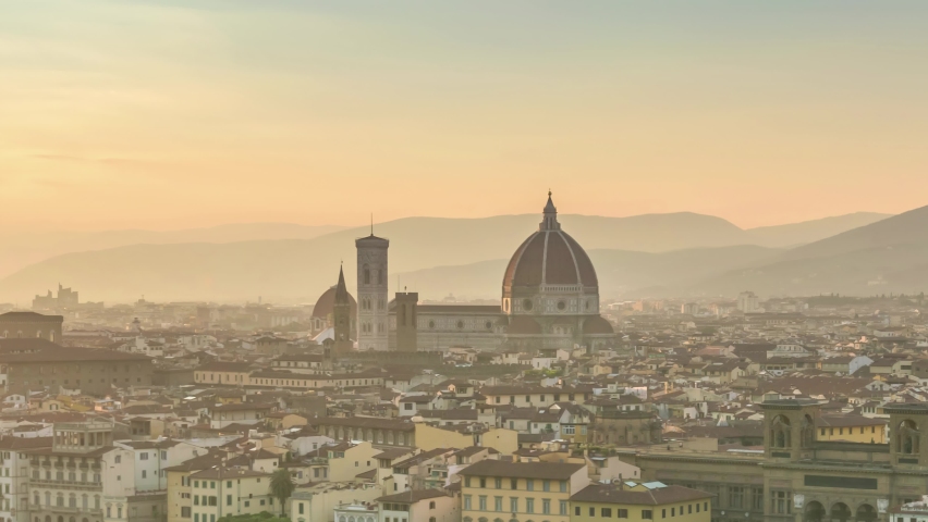 Florence Italy time lapse 4K, city skyline day to night sunset timelapse with Florence Duomo Royalty-Free Stock Footage #1091074501