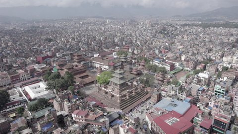 Nepal Kathmandu City Durbar Square Aerial Shot Rotate L Basantapur Log