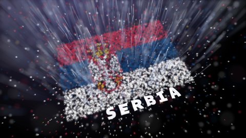 Animation video of the country Serbia's flag displayed through tiny light scattering particles. Animated Serbia Flag Video. Intro animation.  4K video representing the country and the flag. 