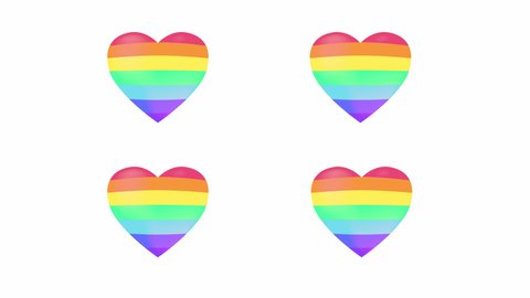 Animation of heart, lgbt colors. gay pride celebration. homosexual and bisexual love concept. rainbow colors. Fight for equal rights. cartoon heart icons against homophobia. Motion design