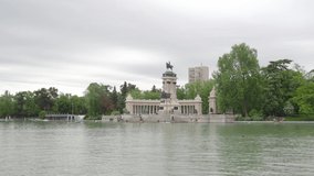 Lake in Retiro park in Madrid Spain