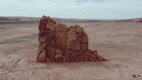 Tall Geological Rock Formation in Southwest Desert, Arizona - Aerial
