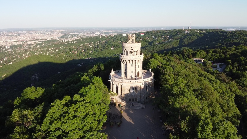 The beautiful tower on top of the hill in Budapest, Hungary. (Elizabeth tower)