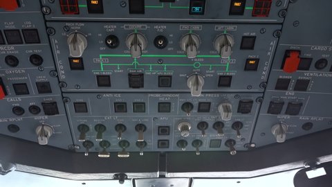 Aircraft Cockpit Hand Switches Toggles Upper Stock Footage Video (100% ...