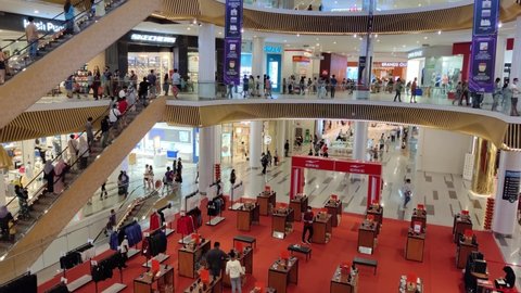 Kuala Lumpur, Malaysia - June 7,2022 : Sunway Velocity Mall is a shopping mall in Cheras, Kuala Lumpur,people can seen exploring and shopping around it.