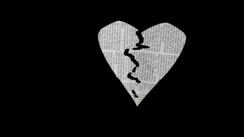 Heartbreak.broken heart stop-motion animation of newspaper loop. More elements in our portfolio.