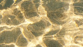 Abstract clear transparent water waves surface, beautiful background with copy space. Fresh cool water, sunny video. Environmental problems, drinking water, climate change, drought, global warming