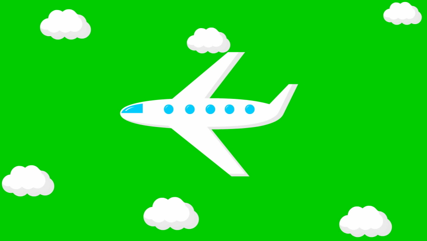 Red airplane moving with white cloud on green screen background Sports ...