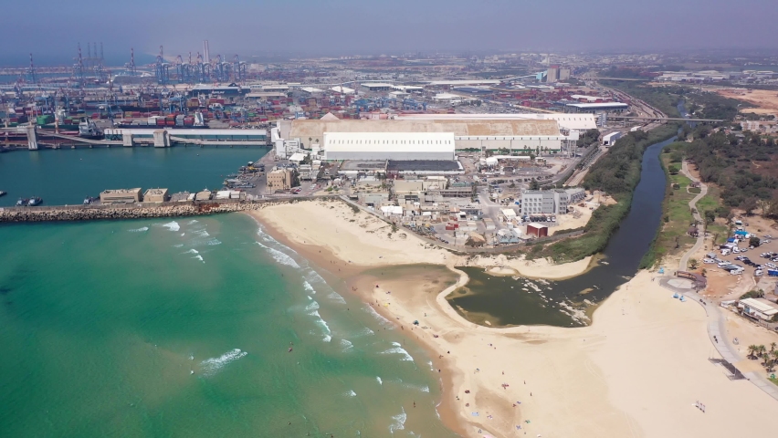 Israel Ashdod Harbor, Beach and Lachish River
Drone view from , Israel, Ashdod,June,07,2022, freight shipping concept
