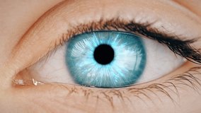 Bionic human eye retinal scanning. Contact lens hud interface. Zoom in to eyeball with augmented reality. - Powered by Shutterstock - Get 15% off with code: PIKWIZARD15