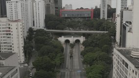 Empty tunnel of 9 de julho avenue during the day