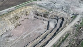 Aerial view of a granite quarry. 4k video footage
