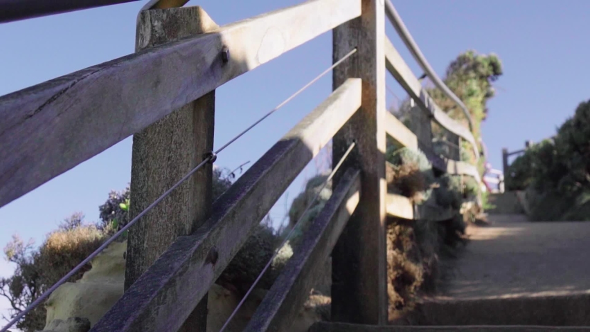 Hand Railings along walking trail at Great Ocean Road, Victoria, Australia