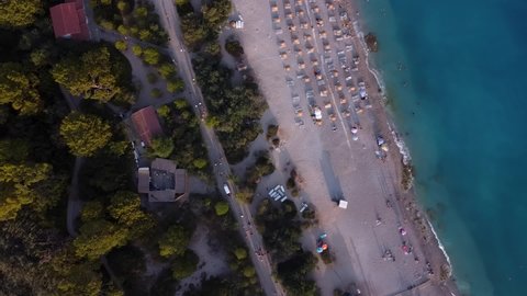 Azure sea, Lush trees and sandy beach footage